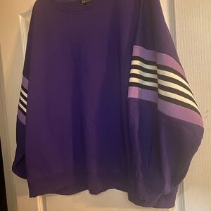 ELOQUII purple color block balloon sleeve sweatshirt